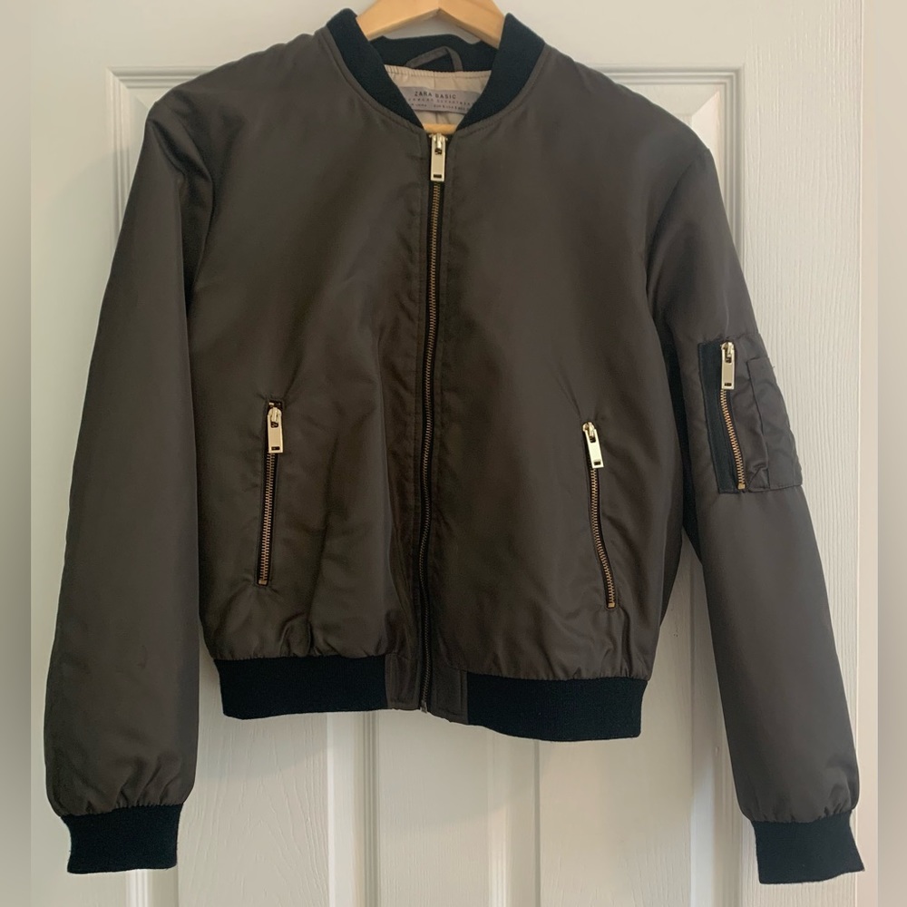 Zara Basic Bomber Green Jacket